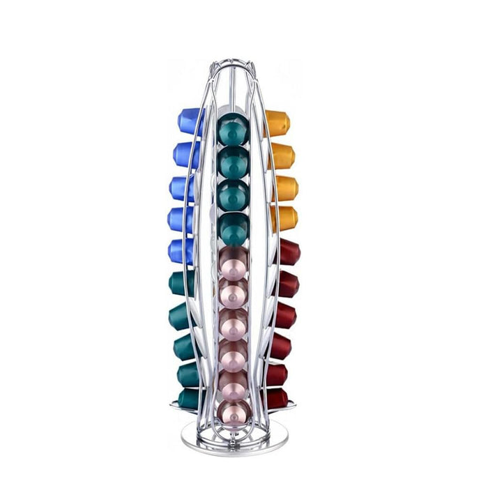 40 Pots Coffee Capsules Holder Rack Chrome Storage Olive-shaped Stand Dispenser