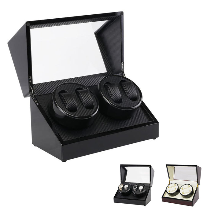Watch Winders Automatic Rotation 4 Grids Wooden Storage Case Display Box