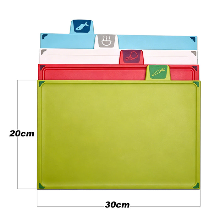 Plastic Cutting Board Set - 4-Piece Color-Coded Chopping Board With Storage Case