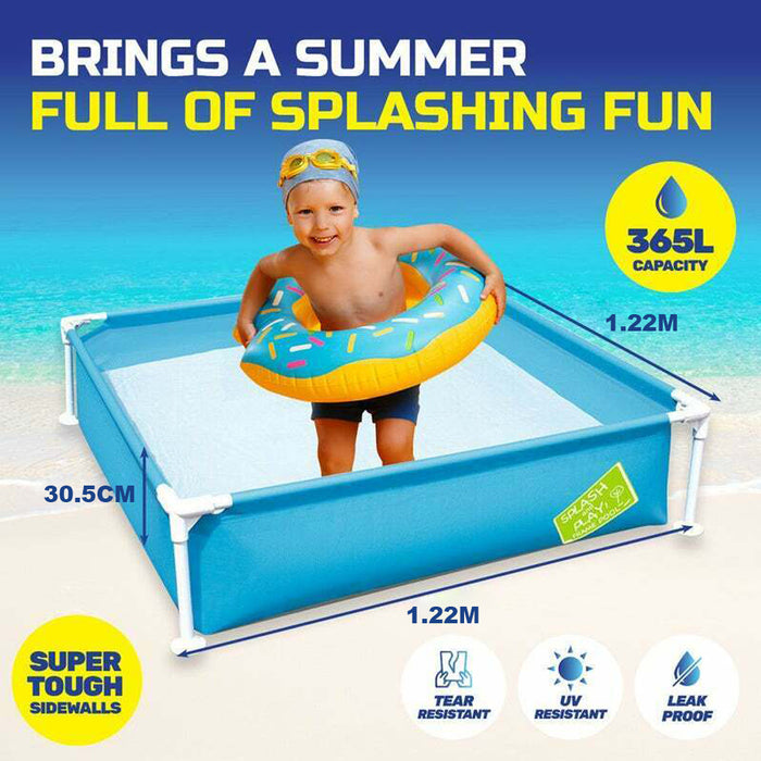 Bestway Mini Frame Square Pool Blue Fun Toy Garden Outdoor 2Y+ 1.22m Kids