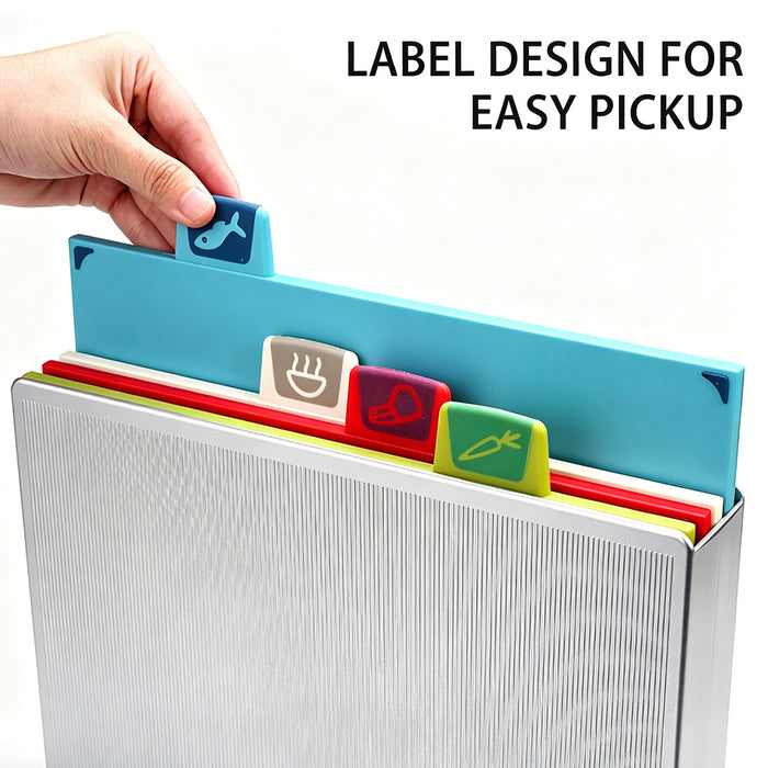 Plastic Cutting Board Set - 4-Piece Color-Coded Chopping Board With Storage Case
