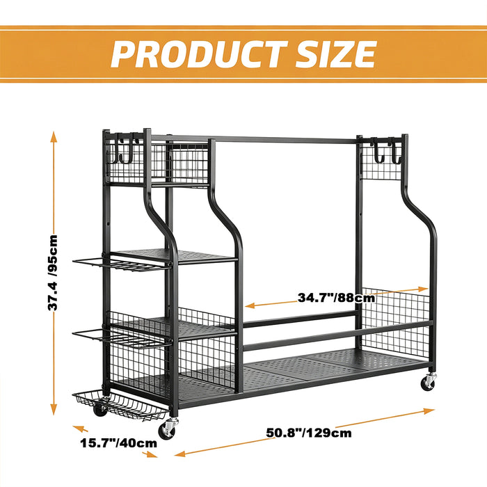 3 Golf Bag All In One Organizer Garage Storage Extra Large Rack Black Extra L