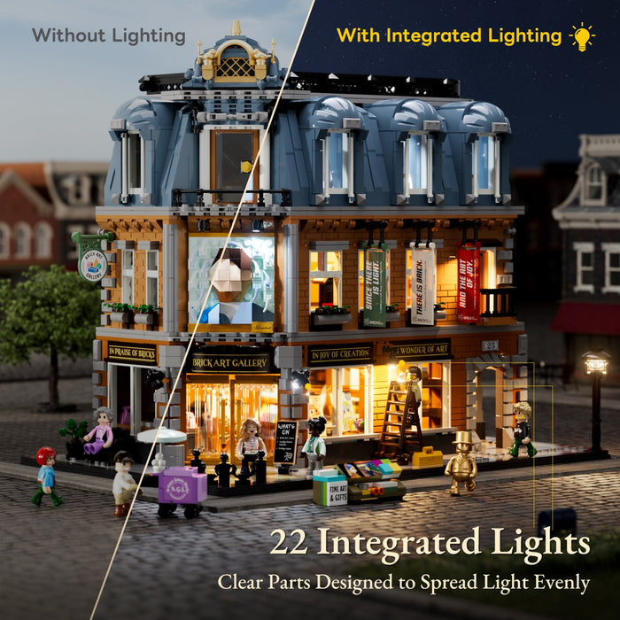Lumibricks 15007 L9085 Brick Art Gallery Town Life 3400Pcs LED Brick Set