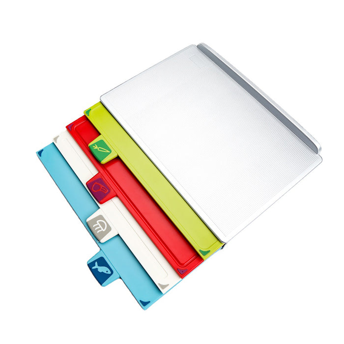 Plastic Cutting Board Set - 4-Piece Color-Coded Chopping Board With Storage Case