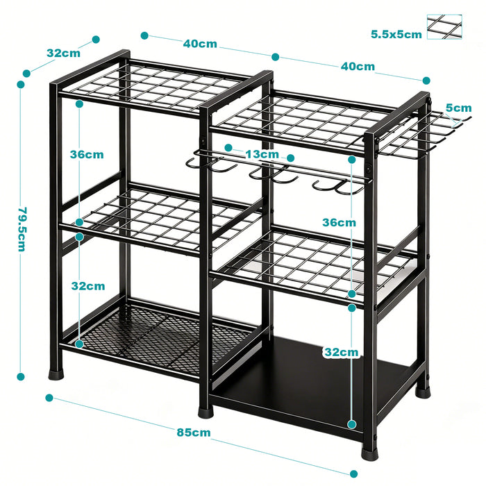 Garden Garage Yard Tool Organizer Stand Storage Metal Rack Black 3-tier 70-hole