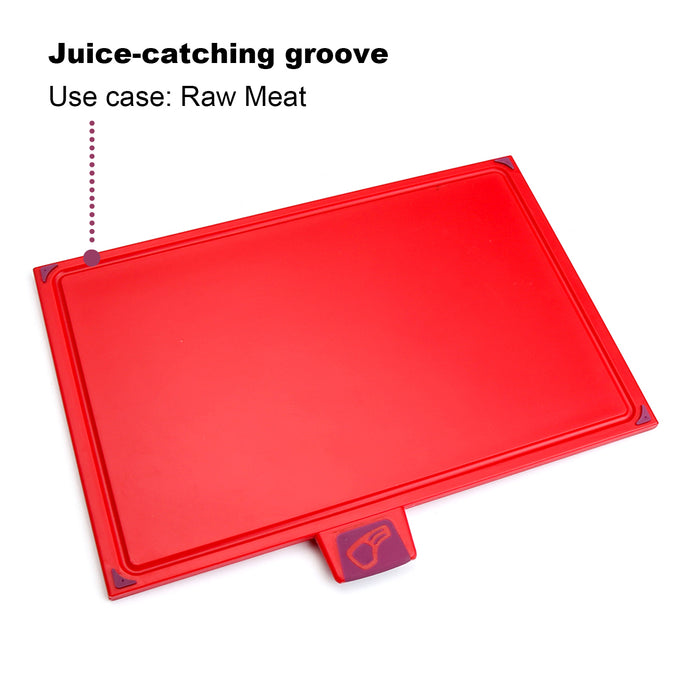Plastic Cutting Board Set - 4-Piece Color-Coded Chopping Board With Storage Case