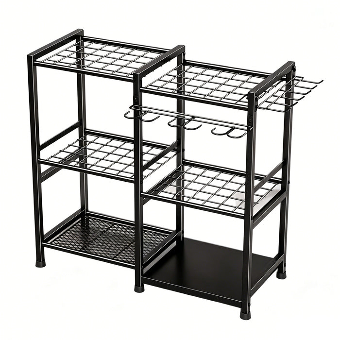 Garden Garage Yard Tool Organizer Stand Storage Metal Rack Black 3-tier 70-hole
