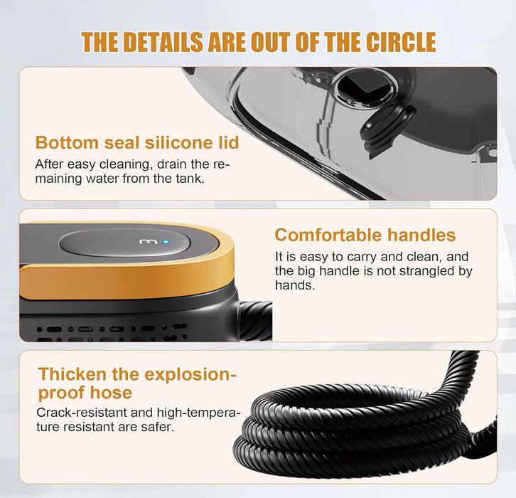 Handheld Steam Cleaner with 10-Piece Accessories, 3-Speed Adjustable Handle, Multi-Surface High-Pressure Steam Chemical-Free Cleaning