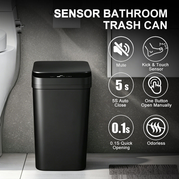 2Pack 15L Automatic Sensor Trash Can IPX5 Touchless Motion Kick Sensor