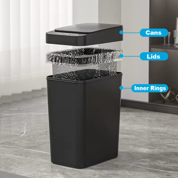 2Pack 15L Automatic Sensor Trash Can IPX5 Touchless Motion Kick Sensor