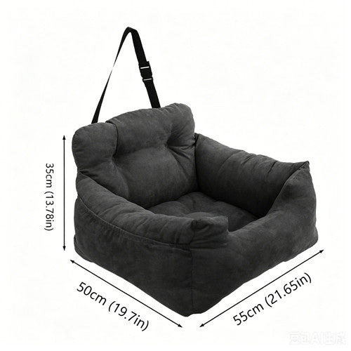 Suede Pet Car Seat Booster Bed Adjustable Safety Straps Scratch Resistant 3 Size