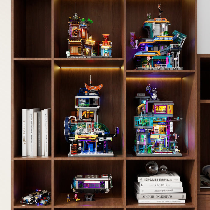 Lumibricks L9098 17006 Cyberpunk Floating Train Station 2760 Pcs LED Bricks Set