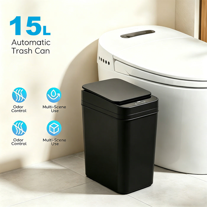 2Pack 15L Automatic Sensor Trash Can IPX5 Touchless Motion Kick Sensor