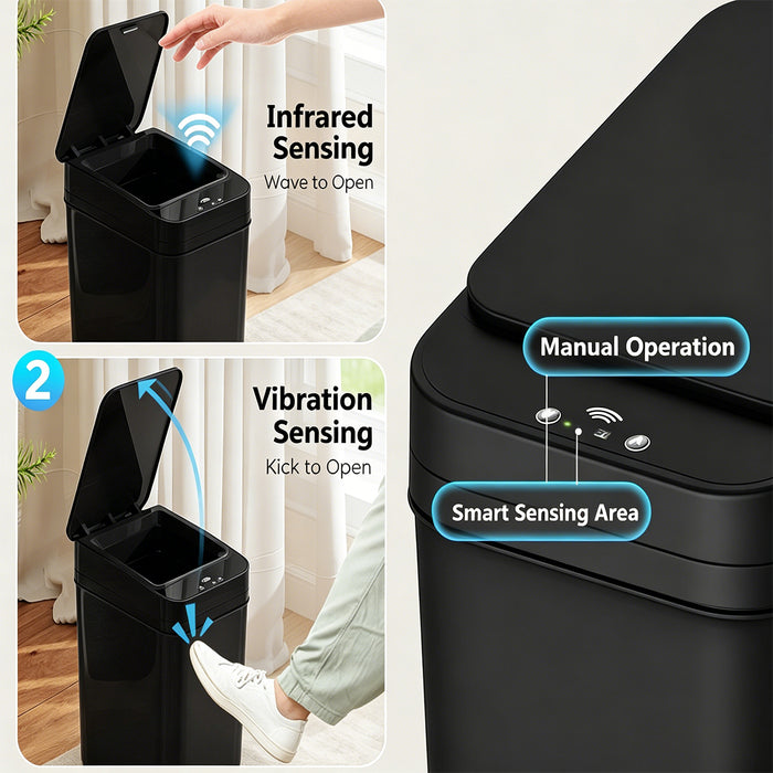 2Pack 15L Automatic Sensor Trash Can IPX5 Touchless Motion Kick Sensor