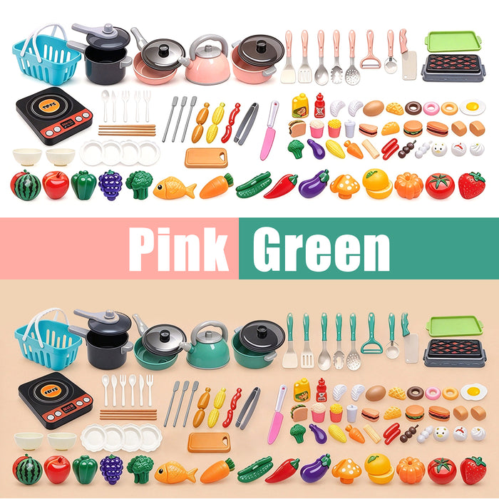 93pcs Mini Kids Kitchen Toy Set Pretend Cooking Food Pots Pans Play Cooking Kit