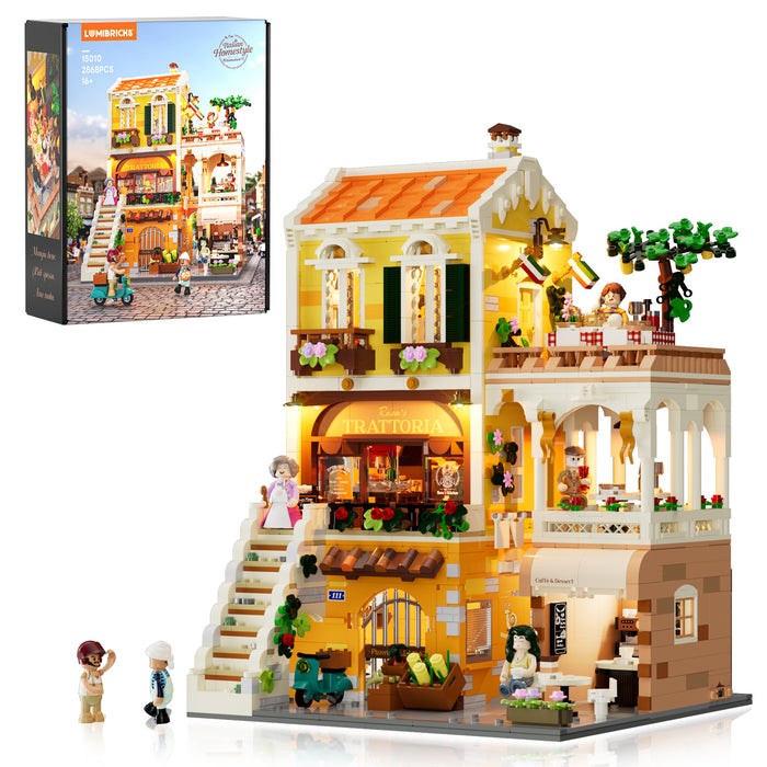 Lumibricks 15010 L9119 Italian Homestyle Restaurant Town Life 2868Pcs LED Brick