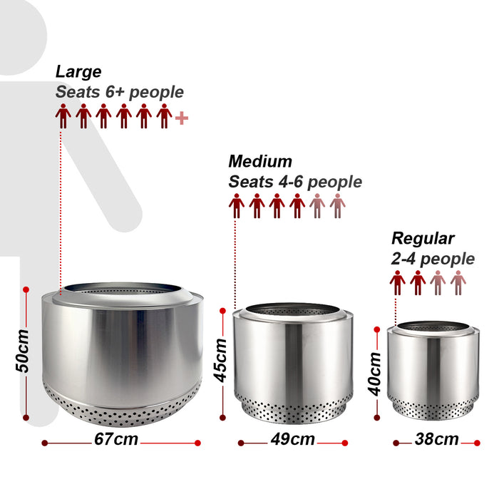 TOW Smokeless Fire Pit 15inch Wood Burning Fireplaces Portable Outdoor Bonfire Firepit with Stand, Backyard, Patio & Camping, Stainless Steel, Easy Ignition & Setup