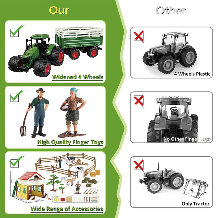 DIY Farm Pullback Car Tractor Toy Set Animals & accessories Playset