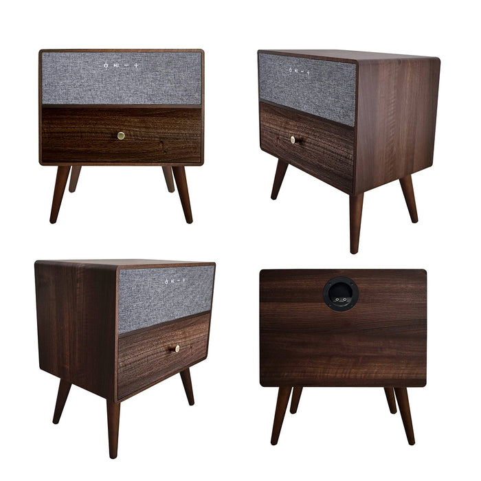 Bedside Table Built In Bluetooth Speaker With Wireless Charger & Storage Drawer