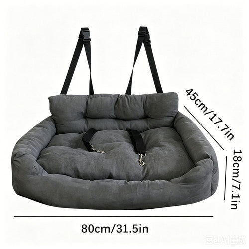 Suede Pet Car Seat Booster Bed Adjustable Safety Straps Scratch Resistant 3 Size