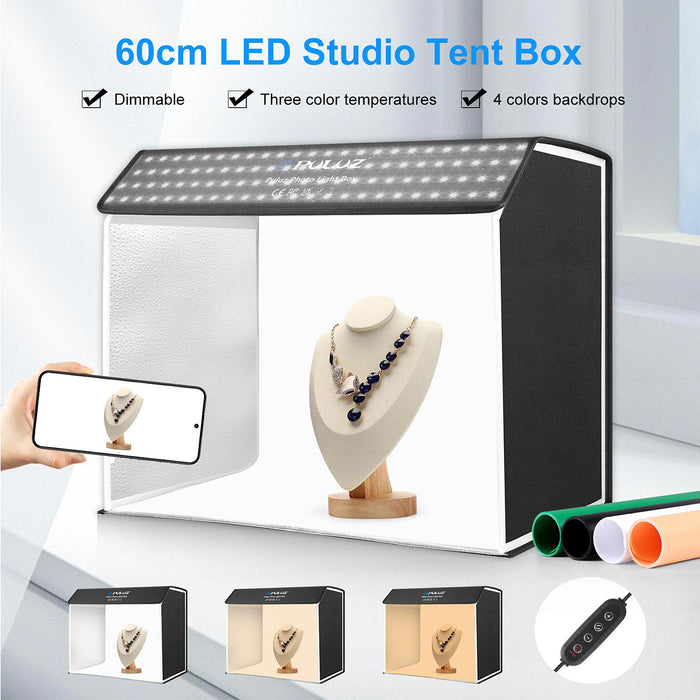 24"x16"x20" Professional Photo Light Box Studio Tent Photography Kit, Dimmable 762 LED Lights (3 Color Temperatures) & 4 PVC Backdrops for Toys/Jewelry/Watches/Cosmetics