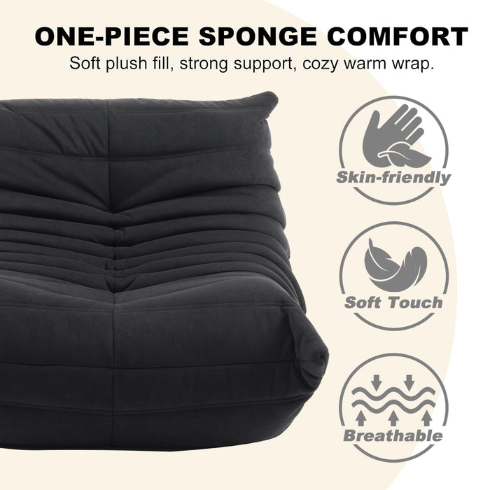 Lazy Sofa Floor Couch Leisure Lounge Foam Pouffe Recliner Soft Suede Sabric