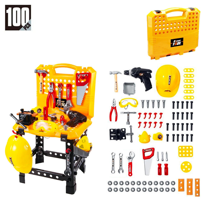 100pcs With Tools 100pcs Toy Power Workbench Kids Power Tool Bench Construction Set