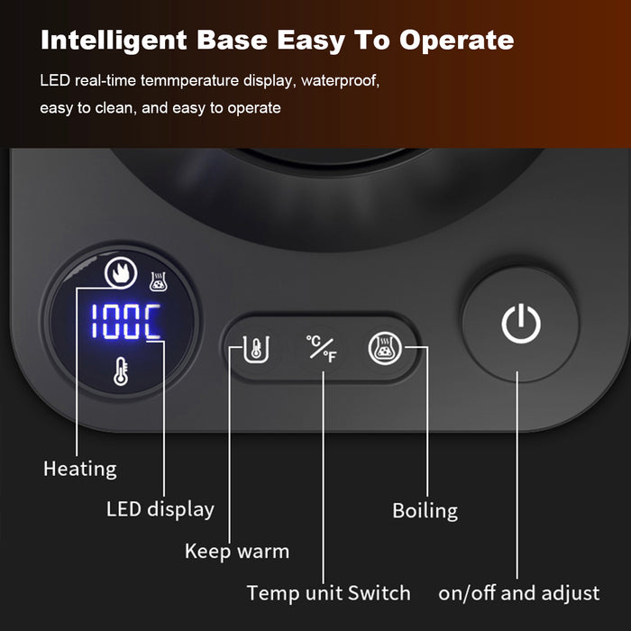 Mornest Electric Gooseneck Kettle with Temperature Control & Keep Warm, Stainless Steel Kettle for Coffee and Tea, 1200W Rapid Heating & Quick Boiling, BPA-Free (Walnut & Black)