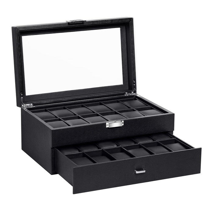 24 Grids Jewelry Watch Box Display Case Storage Holder Organizer Case Gift