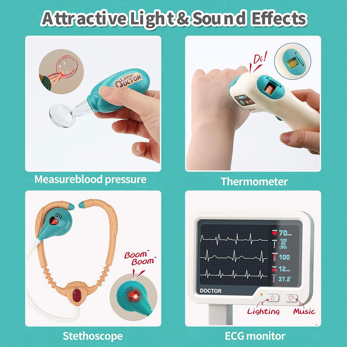 Doctor Mobile Medical Staition Set Pretend Play Kids Toy 26 Pcs Lights & Sounds
