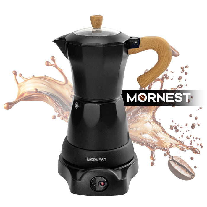 Mornest Electric Moka Coffee Maker Pumpkin Pot Classic Italian Auto Power Off 6Cup