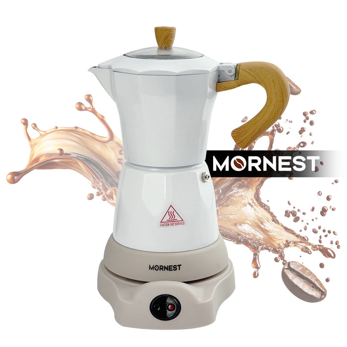 Mornest Electric Moka Coffee Maker Pumpkin Pot Classic Italian Auto Power Off 6Cup