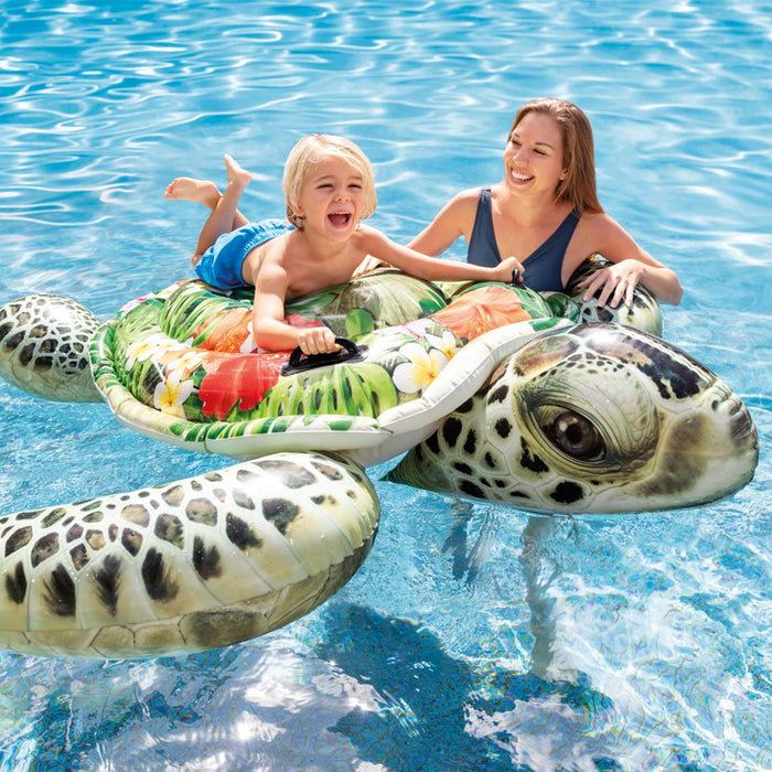 INTEX Kids Sea Turtle 2 Handles Swimming Pool Ride On Float Raft Beach AU STOCK