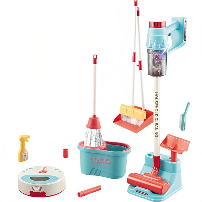 Kids Cleaning Set Pretend Play 3 in 1 Set Vacuum Broom & Mop Light & Sound 3+