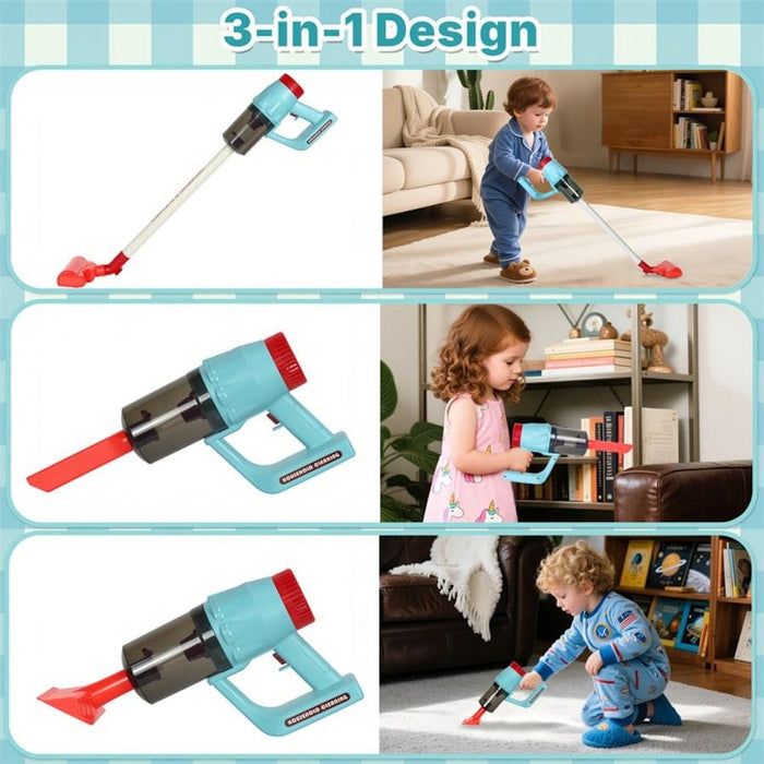 Kids Cleaning Set Pretend Play 3 in 1 Set Vacuum Broom & Mop Light & Sound 3+