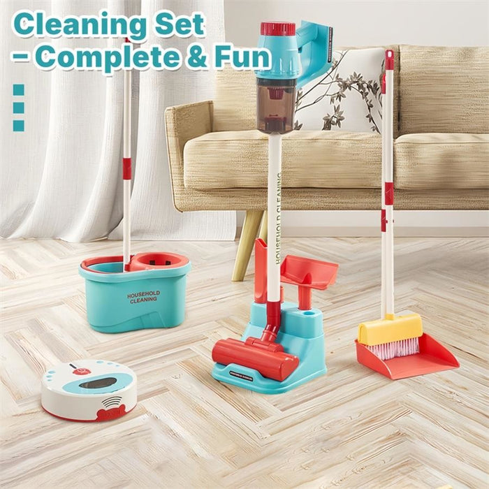 Kids Cleaning Set Pretend Play 3 in 1 Set Vacuum Broom & Mop Light & Sound 3+