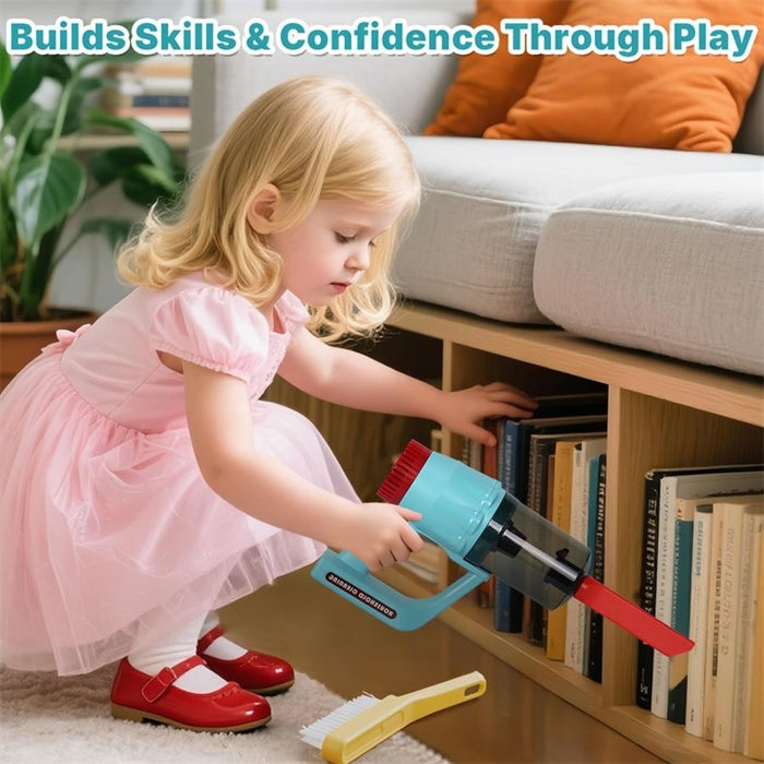 Kids Cleaning Set Pretend Play 3 in 1 Set Vacuum Broom & Mop Light & Sound 3+