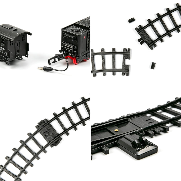 Rail King Classical Electric Train Set Steam Locomotive Model with Tracks