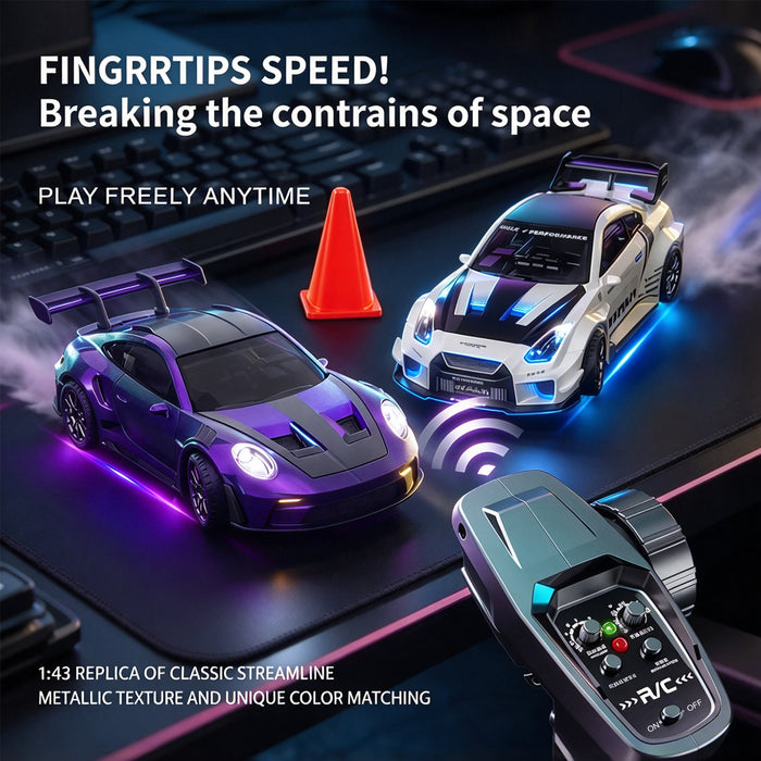 HStar 1/43 RC Remote Control Drift Car 4WD Gyro Alloy LED Model Toy RTR 911/GTR