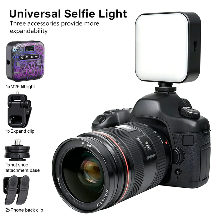 RGB Fill Light Portable Pocket Mini 2500-9000K LED 2000mAh Vlog Lamp M25RGB