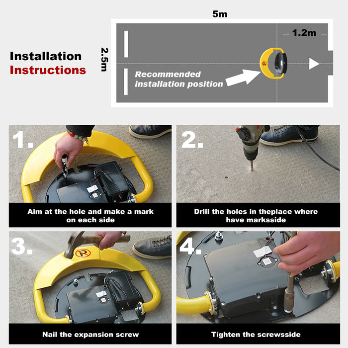 Parkero Fold Down Vehicle Parking Lock - Heavy-Duty Security Bollard - Anti-Theft Safety Barrier