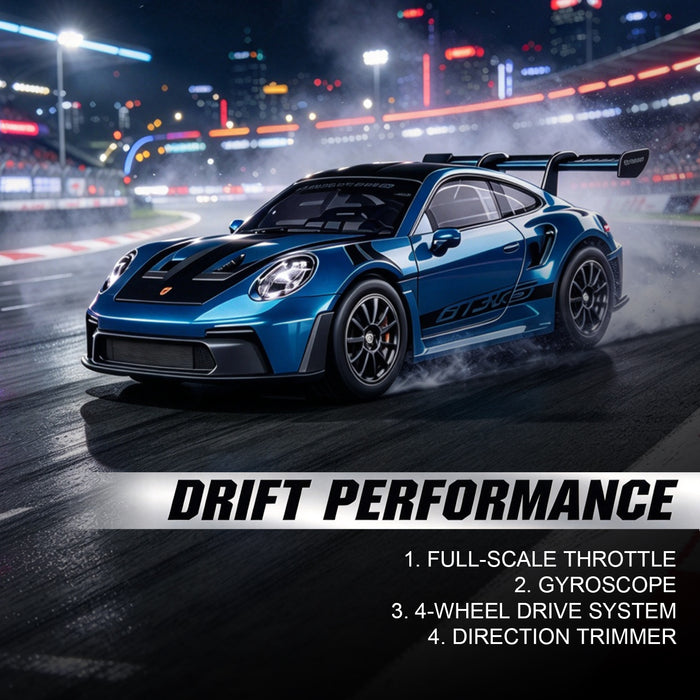 HStar 1/43 RC Remote Control Drift Car 4WD Gyro Alloy LED Model Toy RTR 911/GTR