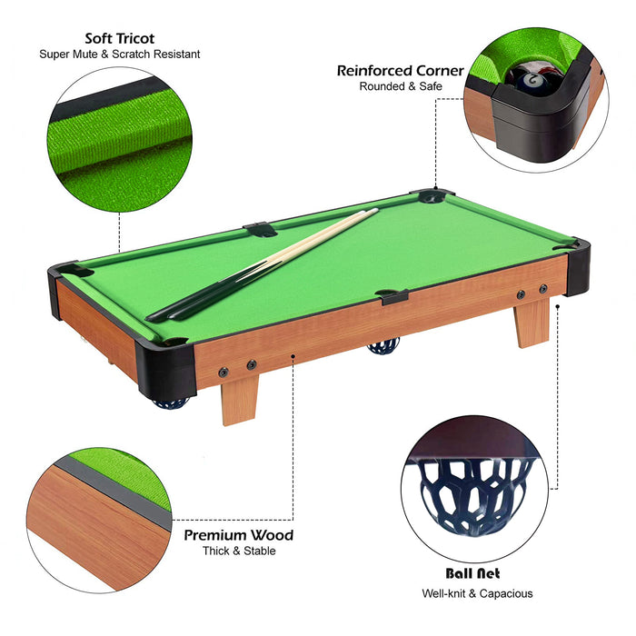 Mini Snooker Tables Billiards Pool Table Set 79cm Toy Extra Size For Kids 79cm x 43cm x 17cm