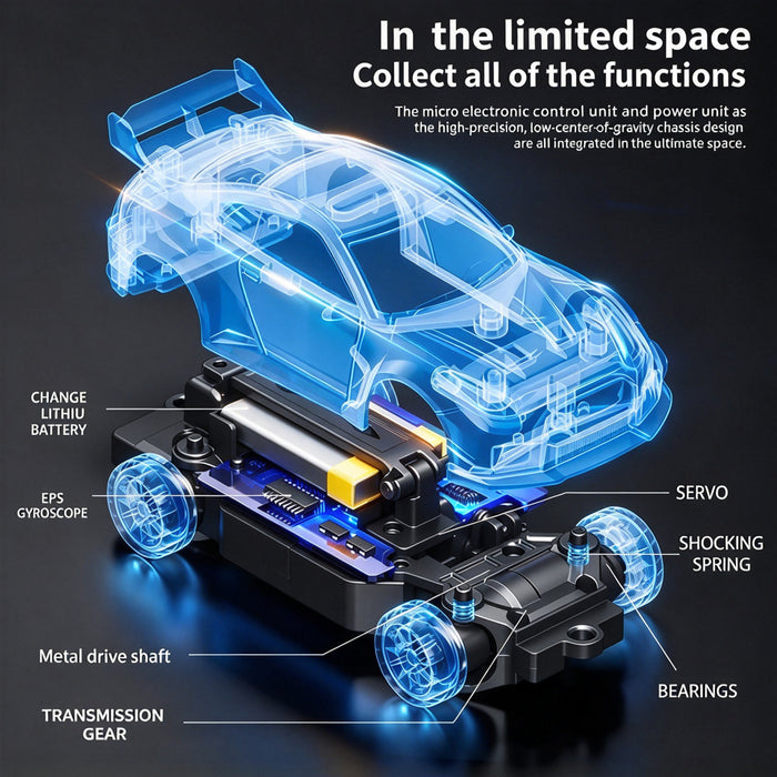 HStar 1/43 RC Remote Control Drift Car 4WD Gyro Alloy LED Model Toy RTR 911/GTR