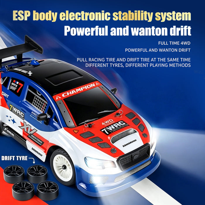 1/16 4WD Brushless RC Rally Drift Car, Subaru WRX WRC Style 2.4GHz Full Proportional Remote Control Vehicle, ESP Gyro Stabilization, 2 Sets of Tires, LED Lights, Metal Shocks, 60km/h High Speed Hobby RC Car, Sydney Local Stock