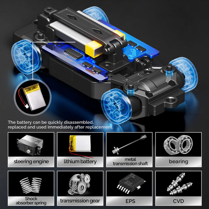HStar 1/43 RC Remote Control Drift Car 4WD Gyro Alloy LED Model Toy RTR 911/GTR