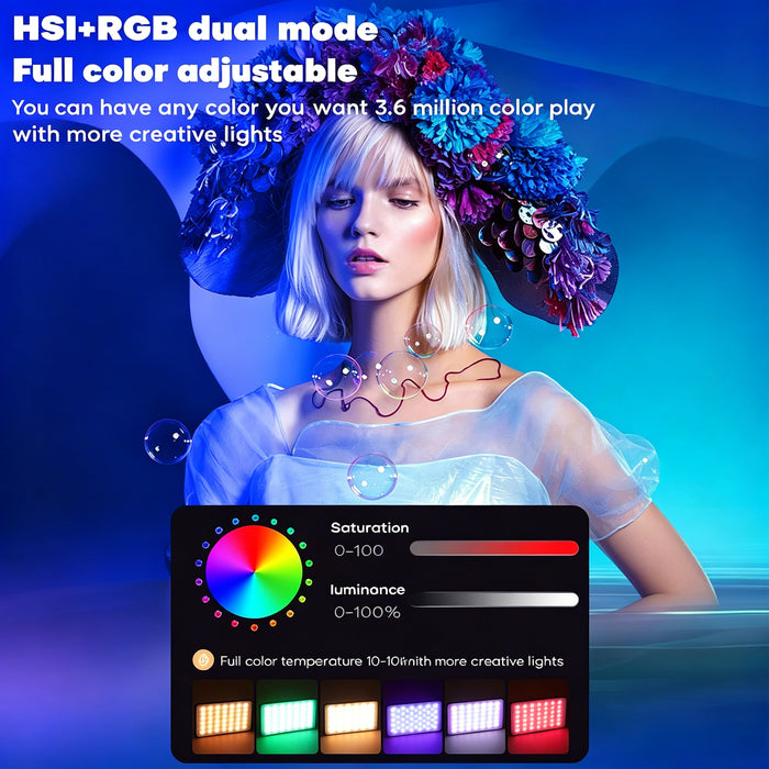 Light, LEDs, M20 Video LED 114 2500-9000K, Magnetic 3000mAh Camera Battery, RGB