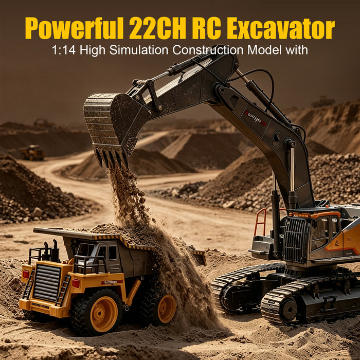 HUINA 1/14 Assembled RC Excavator Digger Model 1592 Radio Light & Sound