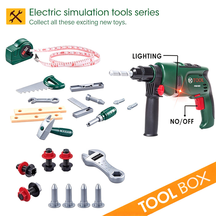 Kids Tool 23 Pcs Set With Case Electronic Drill Toy for Child 3+ Pretend Play