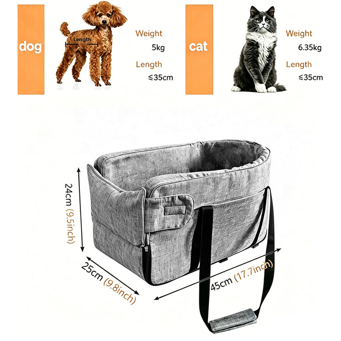 Pet Car Seat Console Travel Center Control Dog Cat Seat Non-Slip For Smal Pet